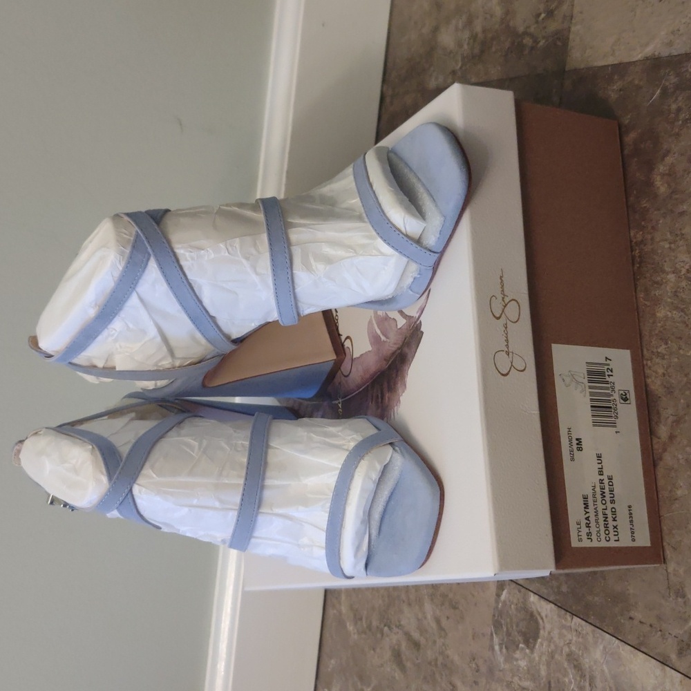 Blue Suede Strap Shoes